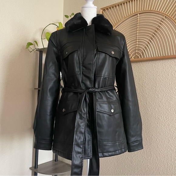 Asos New Look Faux Leather Jacket Size 8 - Picture 3 of 12
